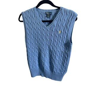 Polo Ralph Lauren Boys Cable Knit Sweater Vest Blue Size M 10-12